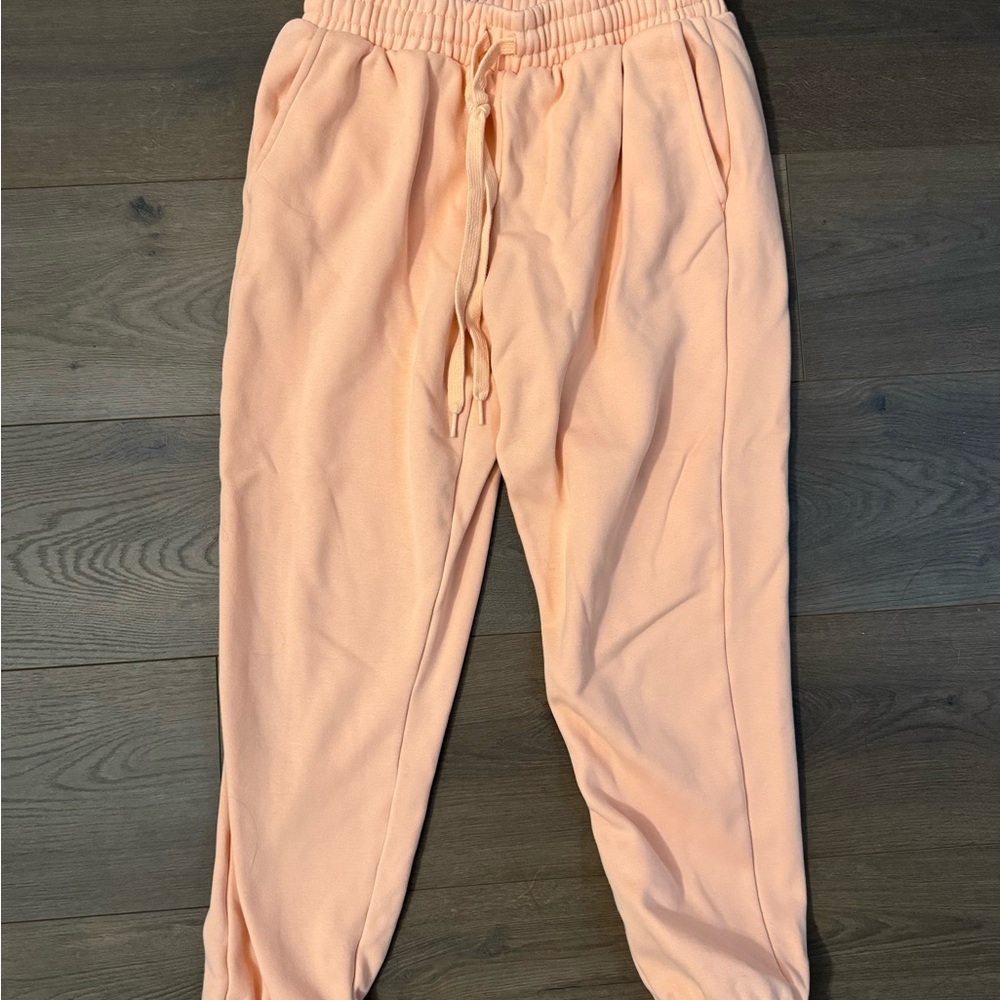 Fabletics Peach Joggers with Elastic Waistband and Tapered Legs